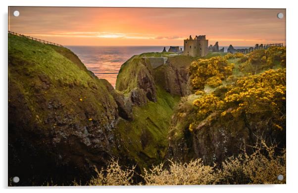Sunrise at Dunnottar Castle Stonehaven Acrylic by DAVID FRANCIS