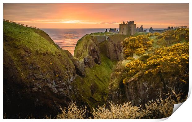 Sunrise at Dunnottar Castle Stonehaven Print by DAVID FRANCIS