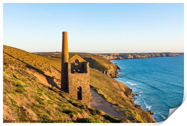 Wheal Coates Engine House at Sunset, Cornwall Print by Keith Douglas