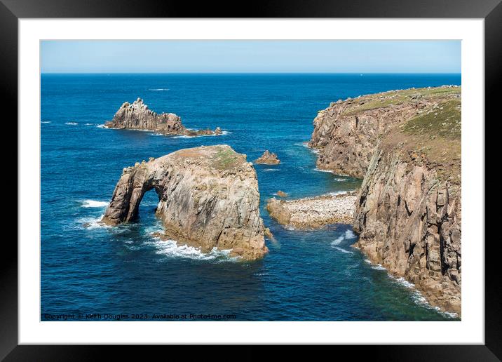 Enys Dodnan Arch, Lands End, Cornwall Framed Mounted Print by Keith Douglas