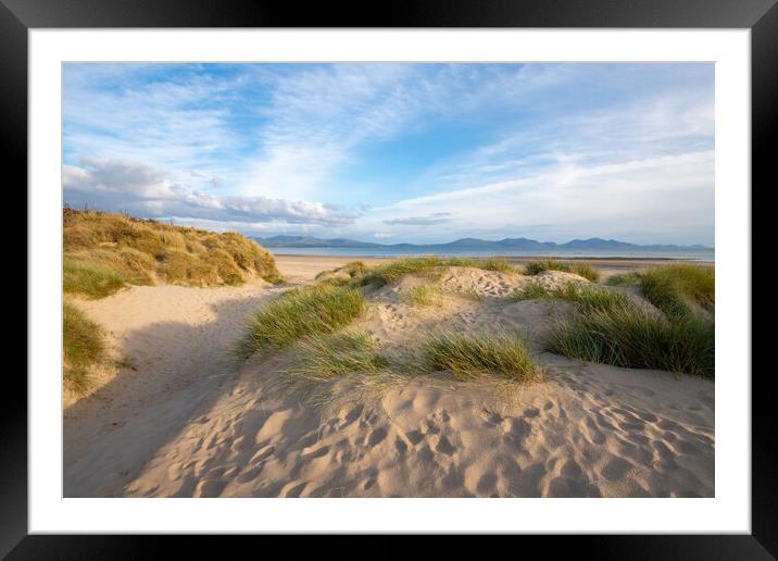 Newborough beach at sunset Framed Mounted Print by Andrew Kearton