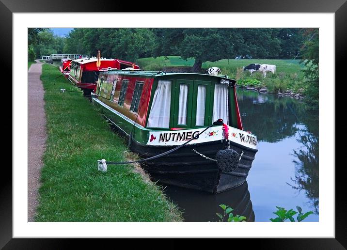 Canal Narrow Boats on the Leeds Canal at Skipton Framed Mounted Print by Martyn Arnold
