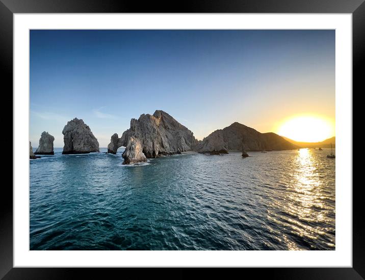 The arches in Cabo Mexico during fading a sunset Framed Mounted Print by Thomas Baker
