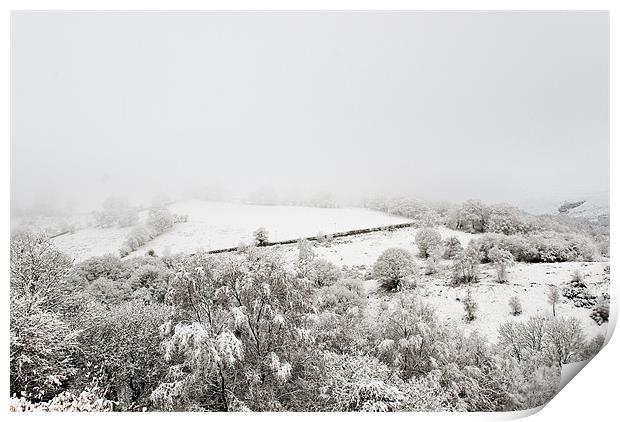 Snow over the Rhymney Valley Print by Steve Purnell