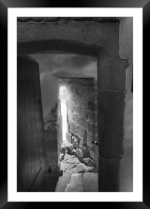 Skipton Castle - Medieval Passageway Mono Framed Mounted Print by Glen Allen