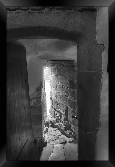 Skipton Castle - Medieval Passageway Mono Framed Print by Glen Allen