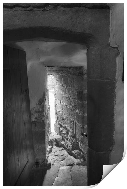 Skipton Castle - Medieval Passageway Mono Print by Glen Allen