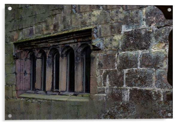 Skipton Castle  Medieval Windows Acrylic by Glen Allen