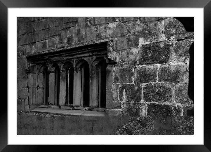 Skpton Castle - Medieval Windows - Mono Framed Mounted Print by Glen Allen