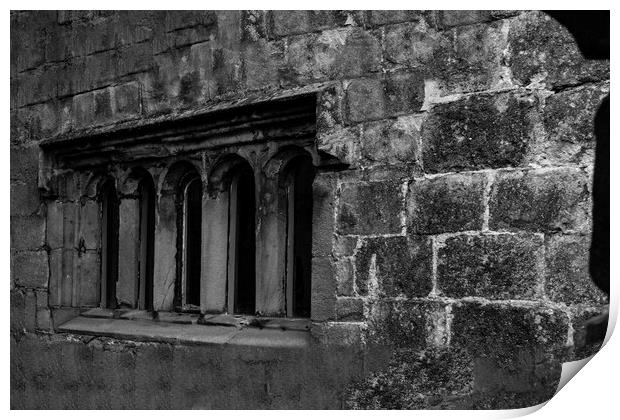 Skpton Castle - Medieval Windows - Mono Print by Glen Allen