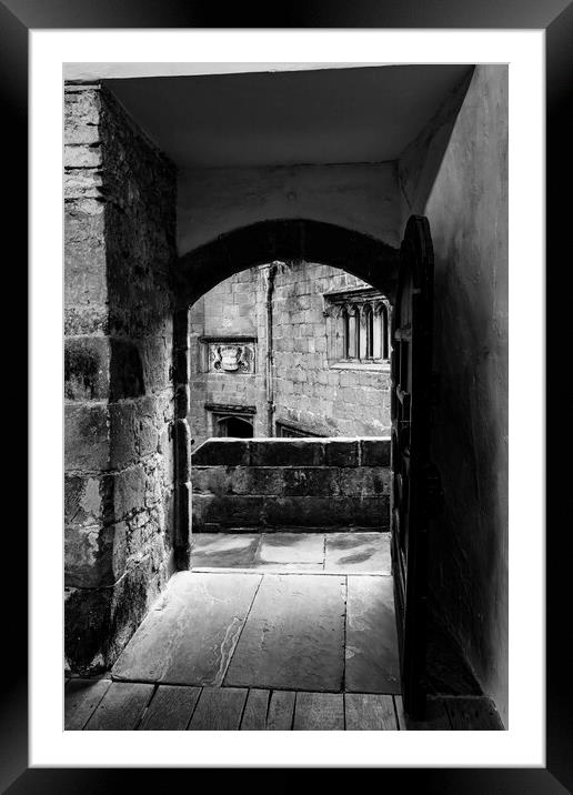 Skipton Castle Courtyard from Banqueting Hall - Mono Framed Mounted Print by Glen Allen