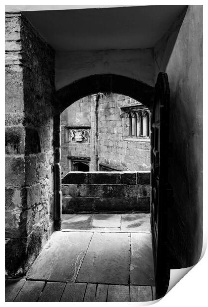 Skipton Castle Courtyard from Banqueting Hall - Mono Print by Glen Allen