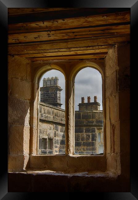 Skipton Castle - View Through Medieval Windows 05 Framed Print by Glen Allen