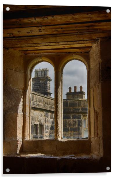 Skipton Castle - View Through Medieval Windows 05 Acrylic by Glen Allen