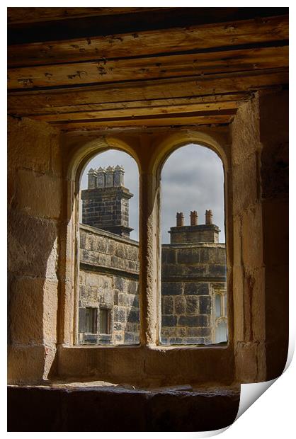 Skipton Castle - View Through Medieval Windows 05 Print by Glen Allen
