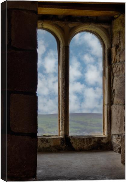 Skipton Castle - View Through Medieval Windows 02 Canvas Print by Glen Allen