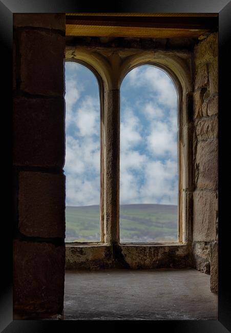 Skipton Castle - View Through Medieval Windows 02 Framed Print by Glen Allen