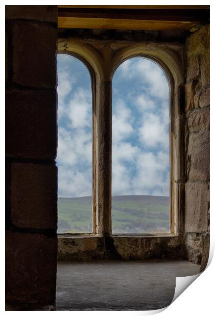 Skipton Castle - View Through Medieval Windows 02 Print by Glen Allen