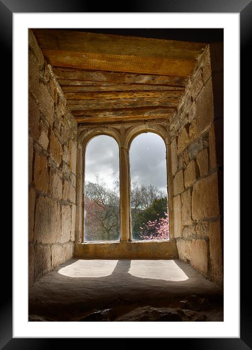 Skipton Castle - Views Through Medieval Windows 04 Framed Mounted Print by Glen Allen
