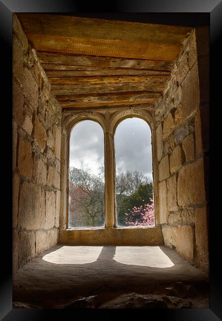 Skipton Castle - Views Through Medieval Windows 04 Framed Print by Glen Allen