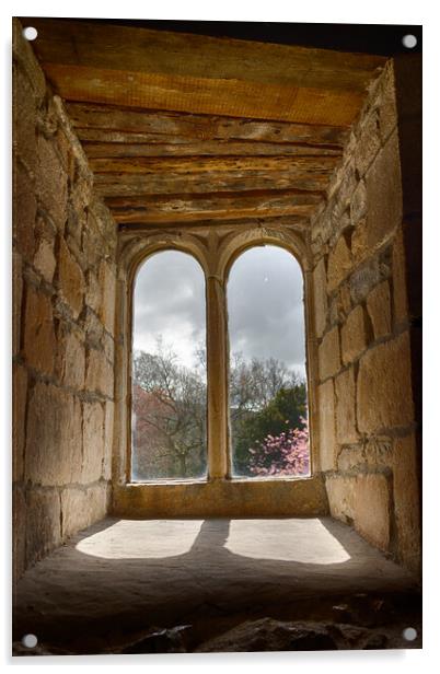Skipton Castle - Views Through Medieval Windows 04 Acrylic by Glen Allen
