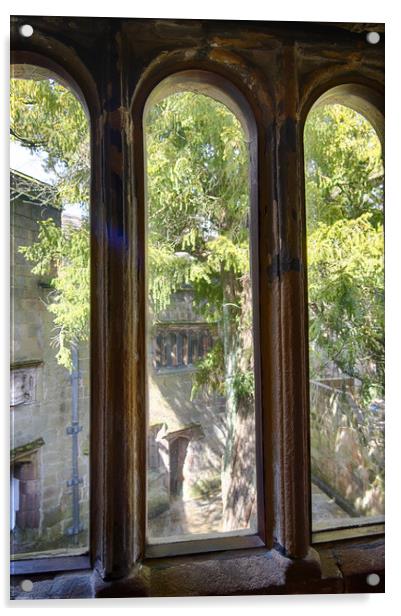 Skipton Castle - Views Through Medieva Windows 06l  Acrylic by Glen Allen