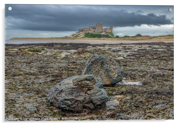 Bamburgh and Rock Acrylic by Darrell Evans