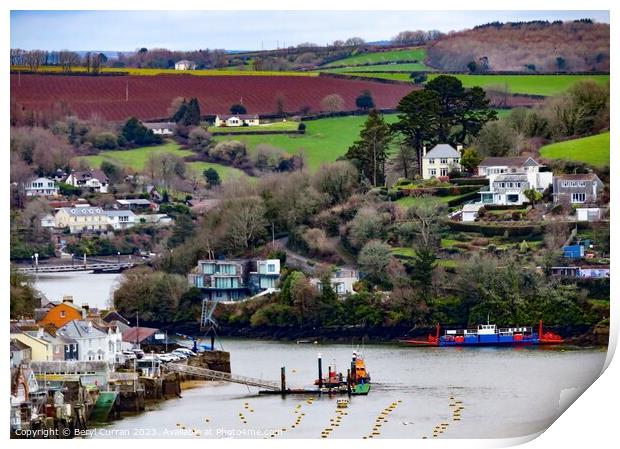 A View across the River Fowey Print by Beryl Curran