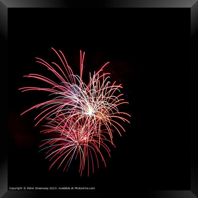 British Firework Championships Fireworks From 'Dev Framed Print by Peter Greenway