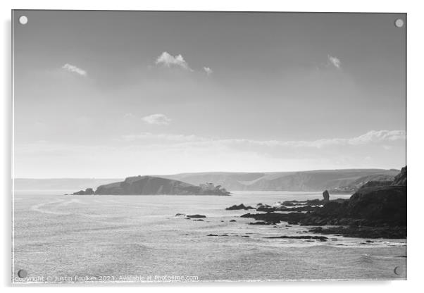 Burgh Island in black and white Acrylic by Justin Foulkes