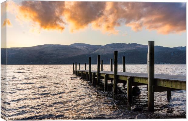Wooden Jetty on Derwent Water Canvas Print by Keith Douglas