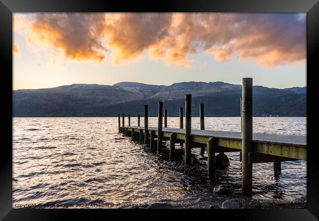 Wooden Jetty on Derwent Water Framed Print by Keith Douglas