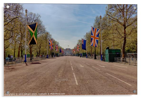 The Mall London getting ready for the Coronation Acrylic by John Gilham