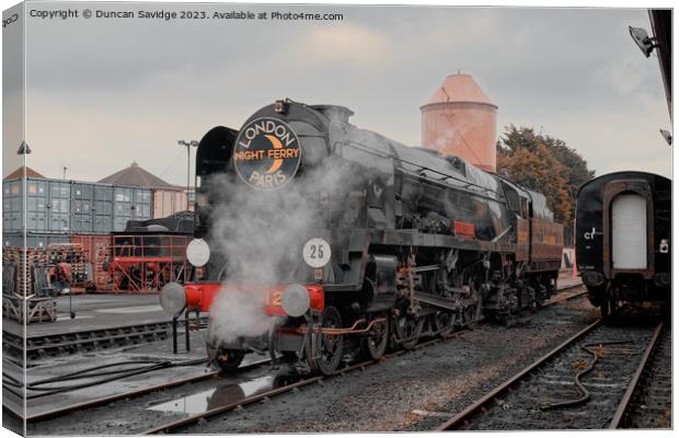 The Majestic Steam Engine Taw Valley in wartime bl Canvas Print by Duncan Savidge