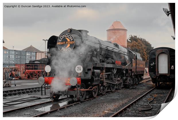 The Majestic Steam Engine Taw Valley in wartime bl Print by Duncan Savidge
