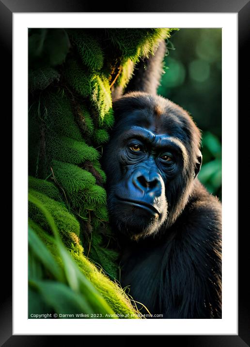 Majestic Gorilla Staring into the Camera Framed Mounted Print by Darren Wilkes