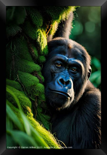 Majestic Gorilla Staring into the Camera Framed Print by Darren Wilkes