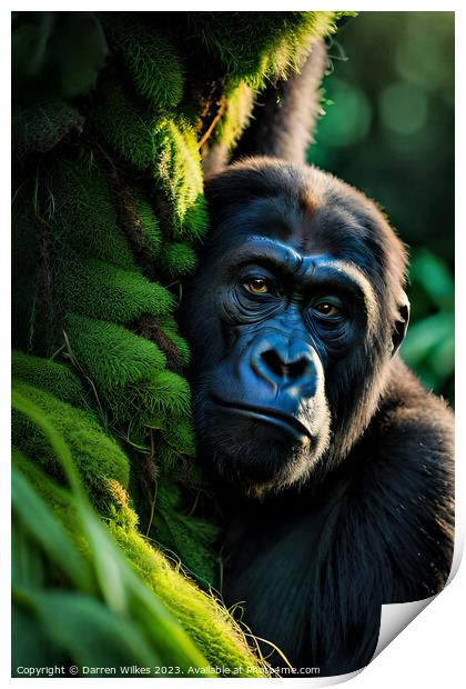 Majestic Gorilla Staring into the Camera Print by Darren Wilkes