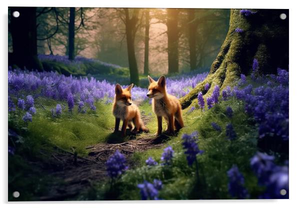 Foxes in the Bluebells Acrylic by Picture Wizard