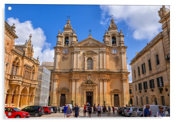 Cathedral of Saint Paul in Mdina in Malta Acrylic by Artur Bogacki
