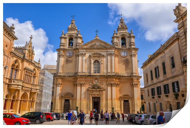 Cathedral of Saint Paul in Mdina in Malta Print by Artur Bogacki