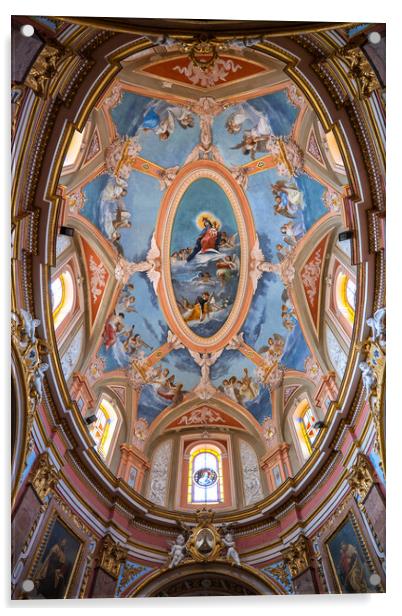 Carmelite Church Interior in Mdina, Malta Acrylic by Artur Bogacki