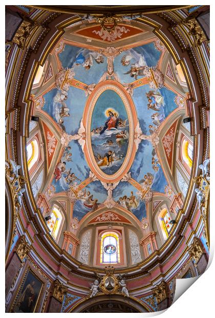 Carmelite Church Interior in Mdina, Malta Print by Artur Bogacki