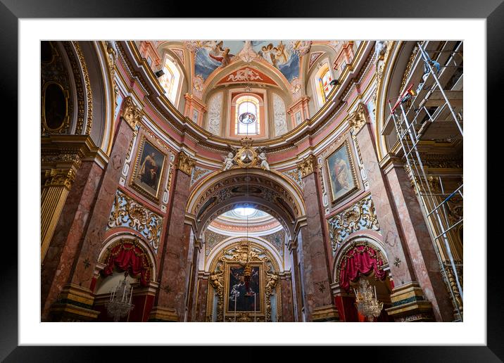 Carmelite Church Interior in Mdina, Malta Framed Mounted Print by Artur Bogacki