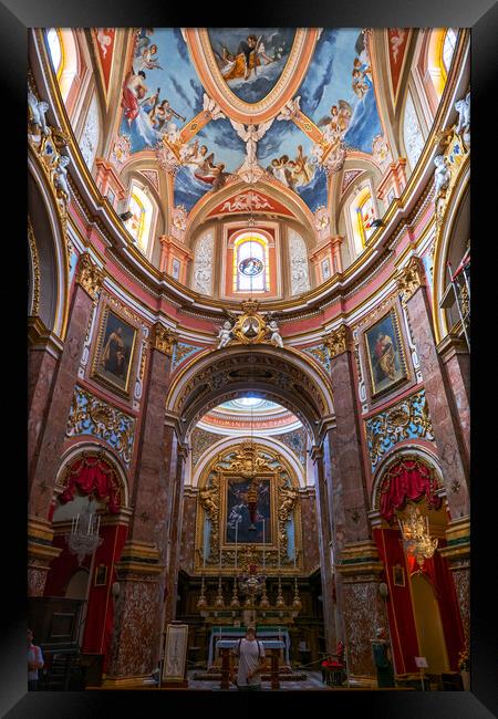 Carmelite Church Interior in Mdina, Malta Framed Print by Artur Bogacki