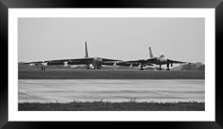 Vulcan and B-52 (black&white) Framed Mounted Print by Allan Durward Photography