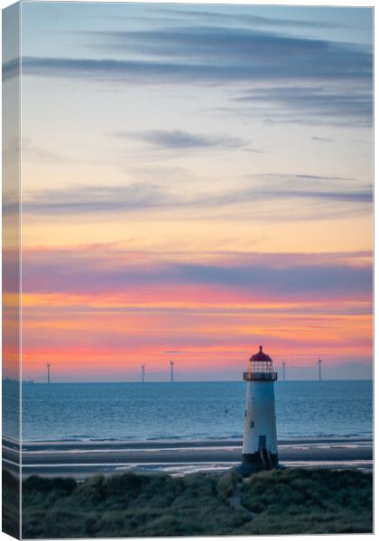 Sunset at Talacre Lighthouse Canvas Print by Liam Neon
