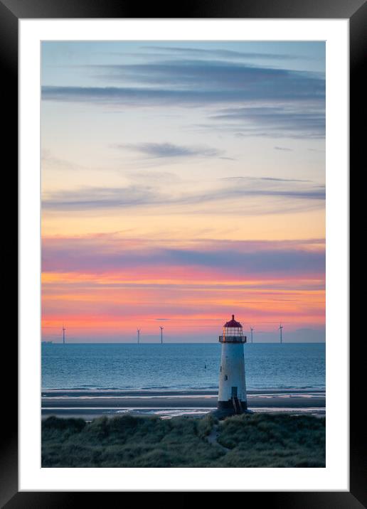 Sunset at Talacre Lighthouse Framed Mounted Print by Liam Neon