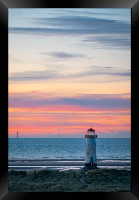 Sunset at Talacre Lighthouse Framed Print by Liam Neon