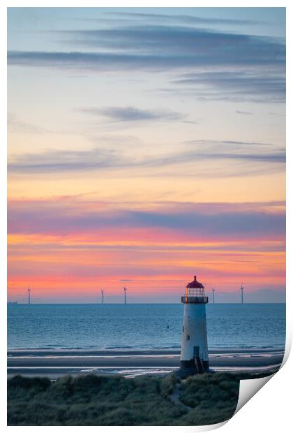 Sunset at Talacre Lighthouse Print by Liam Neon